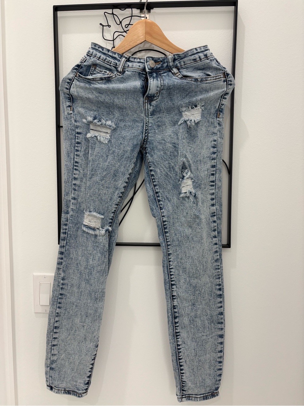 Dollhouse Light Blue Distressed Skinny Jeans